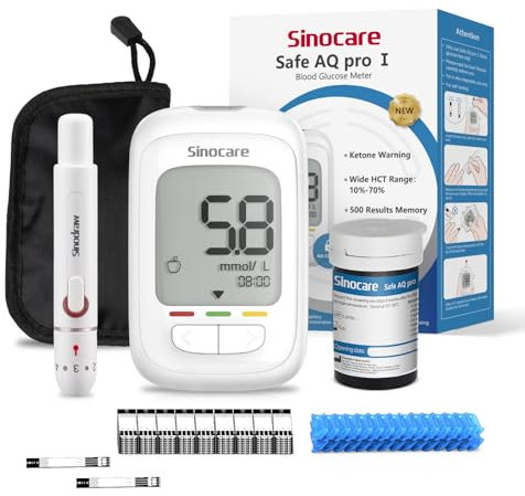 Sinocare Safe AQ pro I Blood Sugar Monitor, Diabetes Testing Kit, with 25pcs Blood Glucose Test Strips, Blood Sugar Test Kit, mmol/L