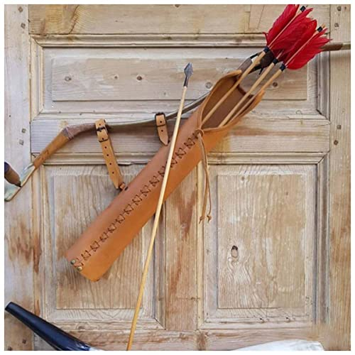 Medeltida läder Vintage Arrow Quiver Bow Hållare Cosplay Archer Hunter Larp Props Steampunk Recurve Bow Hunt Shoot Bag för vuxen, medeltida stil (brun)