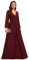 Ever-Pretty Kleid Elegant Damen Festlich Lang Langarm Ballkleid Maxi Hell Abendkleider Elegant für Hochzeit A Line Burgund 44