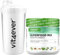 Kombination aus Superfoods - 420 g Pulver + Premium Shaker - Mit Gerstengras, Guarana, Maca, Chlorella, Spirulina, Moringa - 100% natürlicher Power Smoothie - Mit Zitronen Aroma - Vegan