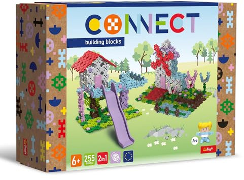 Connect Trefl Bricks de Construction 2en1, Cabane dans Les Arbres/Moulin - 255 Pièces : 250 Bricks de Construction + Figurine 5 Bricks de Construction, pour Adultes et Enfants à partir de 6 Ans