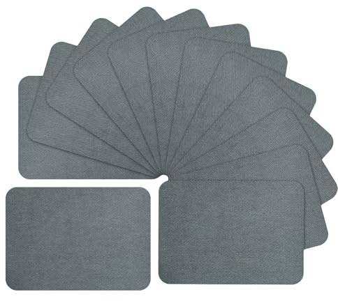 Lote de 12 parches termoadhesivos para reparación de pantalones vaqueros y ropa, pantalones, bolsas, agujeros, parches y decoración (gris oscuro)