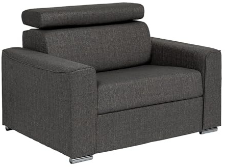 Vente-unique-Schlafsessel mit Matratze - Liegefläche 70 cm - Matratze 14 cm - Stoff - Grau - Vizir