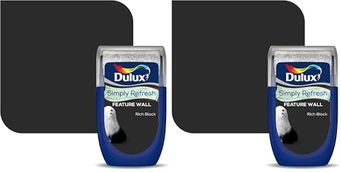 Dulux Simply Refresh Feature Wall Matt Emulsion Paint - Rich Black - 30ML, Tester, 5569131 (Pack of 2)