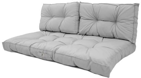 deco arts Coussins pour Salon de Jardin - Coussins extérieur - 100x50 cm - Coussin de Remplacement pour Fauteuil, Banc & Chaise d'extérieur - Imperméable, Confortable & capitonné - Gris Galet
