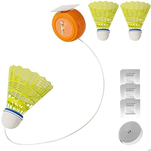 Entrenador de Rebote de Bádminton, 3 Piezas Pelota Autoentrenamiento de Bádminton Interiores, Práctica de Bádmintons en Casa, con Tres Ganchos Pegajosos y Cuerda Elástica, para Salas de Estar,Parques
