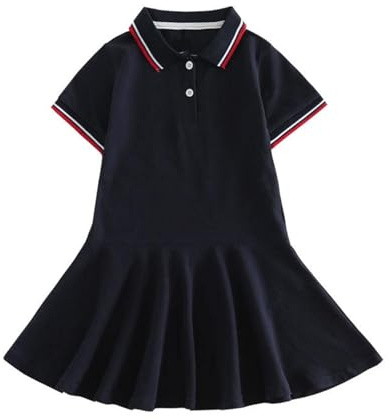 Dmmtot Polo d'été décontracté à manches courtes pour garçons et enfants - Coupe ample - Joli t-shirt d'anniversaire - Col rabattable - Pour les sorties - Âge 2 à 16 ans, #02 Noir, 6-7 ans