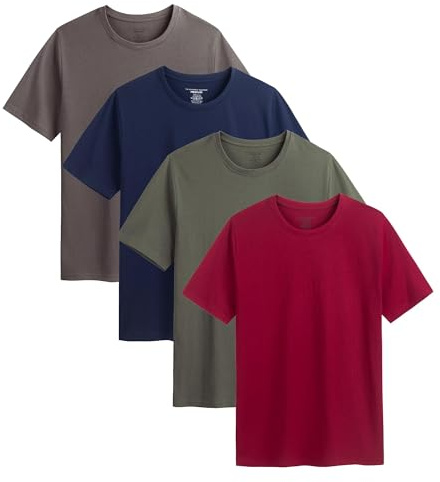 Mens T-Shirt 4 Pack Men Black Short Sleeve Shirts Tee Crew Neck Cotton Black Shirts Lightweight and Comfortable Size S-4XL