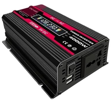 Inversor Potencia Universal 12 V A 110 V/220 V con Pantalla LCD Electrónica Onda Sinusoidal Modificada 4.2 A Carga Rápida 4000 W Inversor Corriente(12V to 110V)