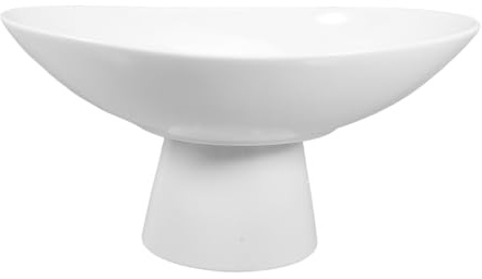 FUNOMOCYA Frutero de Cerámica Pedestal Elevado, Bandeja Redonda Blanca, Cuenco Decorativo para Postres y Aperitivos, Soporte Multifuncional para Cocina y Comedor