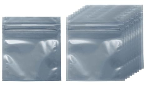 HARFINGTON 50pcs Antistatic Bags 3.1 x 3.5 Double-Layer Anti Static Resealable ESD Shielding Bag for GPU Hard Drive HDD SSD LED Lights Electronic Device, Semi-Transparent Dark Grey