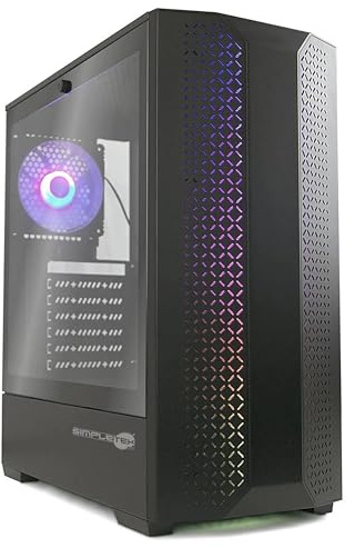 SIMPLETEK - Computer Desktop di 14th Gen | Core i3 14100T RAM 4GB SSD 2TB | Case da Gaming in Vetro, Inclusa licenza Windows 11 Professional