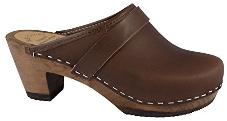 MB Clogs Zoccoli da Donna Originali Zoccoli da Donna Zoccoli di Pelle grassa Marrone