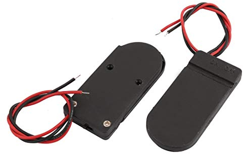 sourcing map 2x3V Kunststoffgehäuse Knopfzelle Halter Batteriefach mit Schalter 2 Stück