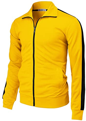 H2H Men's Jacket Runner Walking Hiking Lightweight with Zipped Pockets YELLOW US 2XL/Asia 3XL (CMOJA134)