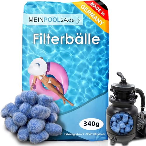 Meinpool24.de Pool Filterbälle Made in Germany super leichtes Material Poolfilter ersetzt 25 kg Filtersand Quarzsand Poolreiniger (340, Gramm)