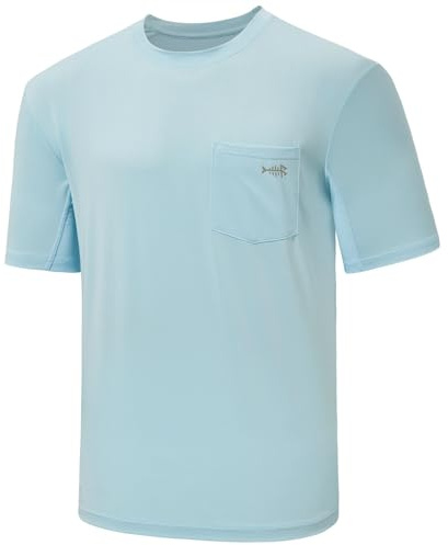 Bassdash T-Shirt de Poche à Manches Courtes pour Homme UPF 50+ Performance Protection Solaire UV Pêche Randonnée Kayak Chemises de Sport
