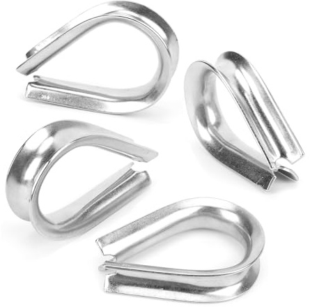 ANKROYU 4 Pcs Cosse Coeur 12 mm, M12 Cosses de Câble de Câble Métallique, Cosse de Câble en Acier Inox Antirouille Cosse de Coeur, Cosses d'Extrémité de Câble Multifonctions pour le