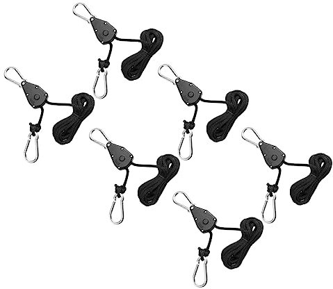 FONDOTIN 6pièces Lot De Cordes à Cliquet Robustes Avec Crochets Réglables Pour Suspension Lampe Croissance Plantes Câbles De Levage Pour Tentes Et Ventilateurs Résistantes Et Ajustables