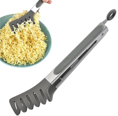 Spaghettisked | Pasta serveringstillbehör | Silikon tänder pastatång | Bred salladstång | 25,4 cm spagetti tång | Spaghettiservering för bufféer, spagetti, nudlar, pasta