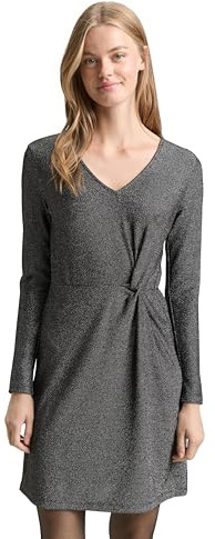 TOM TAILOR Denim 1049518 Robe, 34029-black Glitter, S Femmes