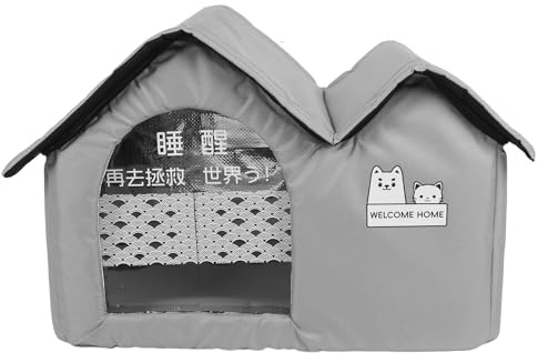 Ejoyous Cat Cooling House, Temperature Locking Aluminum Foil Interior Foldable Summer Pet Cooling House with Ice Pack for Cats Dogs for Outdoor Indoor (L size)