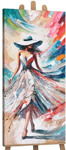 YS -Arte Pintura Mujer Moderna Acrílico sobre Lienzo Colorido Mujer Pintado a Mano Mural Dormitorio Sala de Estar Oficina Hogar Cocina Decoración del Hogar Cuadros Oficina Grandes Cuadros 115x50 cm