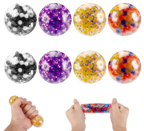 Staranry Lot de 8 Balles Anti-Stress, Boules Sensorielles Fidget, Jouets Anti Stress pour Adultes et Enfants, Boules à Presser Souples pour Soulager L’Anxiété