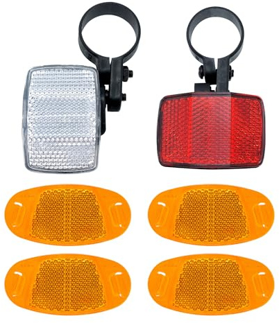 Desenda 6 PCS Bike Reflectors, Front and Rear Reflector Bracket Bicycle Wheel Spoke Reflector Accessories for Handlebar and Seat Post Bicycle Cycling Safety Warning