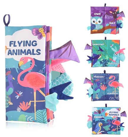 XJLyaya Baby Spielzeug, Stoffbuch Baby, Babybuch Ab 0 Monate, Quiet Book, Mit Hängendem Seil Und Dreidimensionalem Schwanz, Für Spielzeug 0 3 6 Monate Geschenk Junge Mädchen