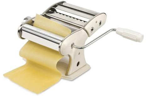 Girmi IM92 Macchina per la pasta, Corpo INOX, 7 Livelli di Spessore, 3 Formati Pasta, Rulli in Alluminio, Crema