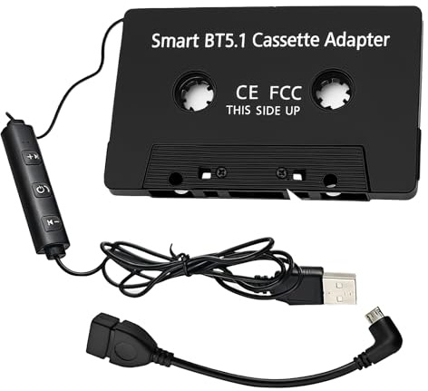Adattatore a cassetta Bluetooth per auto, aggiornamento con cassette Bluetooth 5.1 per autoradio adattatore per cassetta auto con microfono Hi-Fi stereo vivavoce per smartphone/MP3/lettore CD