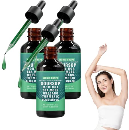 Gouttes liquides amères de corossol, sérum à base de plantes 10 en 1, complément alimentaire naturel pour le bien-être quotidien, le soutien immunitaire et énergétique, l'amélioration (3 bouteilles)