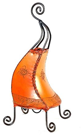 Simandra Orientalische Lampe Stehlampe marokkanische Hennalampe Lederlampe Tischleuchte Stehleuchte Orient Coq Sonne 40 cm Color Orange