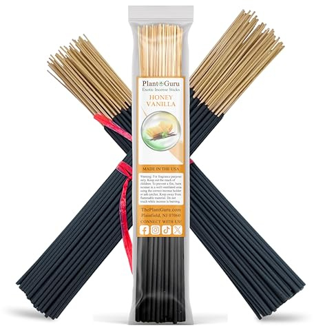 Honey Vanilla Incense Sticks 11 - 1 Bundle 85 to 100 Sticks - Smooth and Clean Long Burn Time, 45 to 60 Minutes.