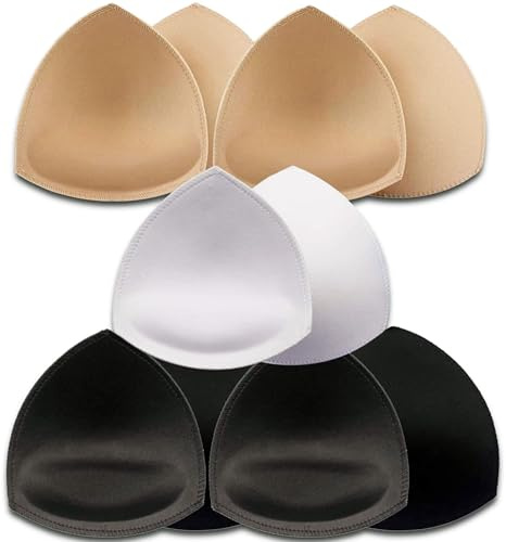 TAOHUA GARDEN 5 Pairs Bra Pads Inserts,Removable,Breathable, Air Cotton,Foam Sponge (3Colors, A/B CUP)
