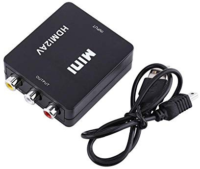 HDMI till 1080p HDMI till AV CVBS-adapter, kompositvideoljudkonverterare, stöder NTSC och PAL för TV-dongel HD-kamera HD DVD-display hörlurar bärbar HDTV (svart)