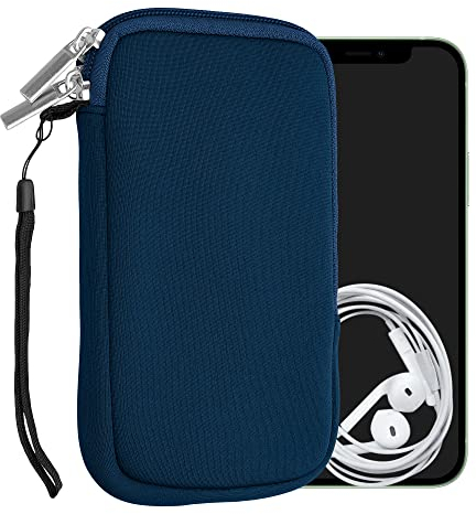 kwmobile Handytasche für Smartphones L - 6,5 - Neopren Handy Hülle Marineblau - Handy Tasche 16,5 x 8,9 cm Innenmaße