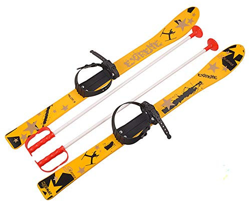 molti KINDERSKI SKI für Kinder mit BINDUNG mit Stöcken 5 Farben 90 cm (Gelb)