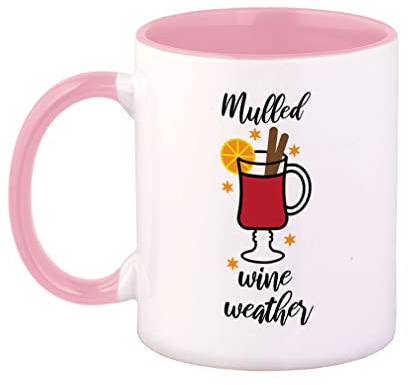 Ceramic Colorful Coffee Mug 11 Ounces Mulled Wine Weather Wine Glass Style B Tea Cup Christmas Spiced Wine Pink Inner Handle