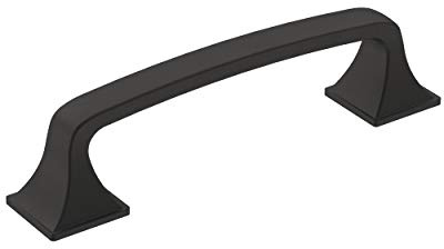 Amerock | Cabinet Pull | Matte Black | 3-3/4 inch (96 mm) Center-to-Center | Ville | 1 Pack | Drawer Pull | Cabinet Handle | Cabinet Hardware