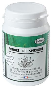 Bubimex Spirulinapulver - 100% naturligt kosttillskott för hundar och katter - rik på vitaminer och mineraler - energiförsörjning, stöd för ämnesomsättning och immunsystem - 60 g