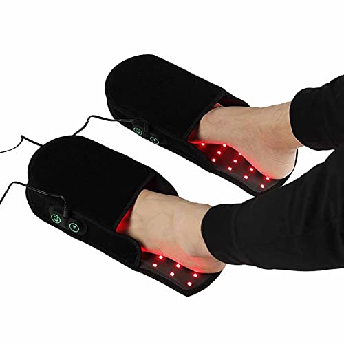 Nära-infraröd ljusterapianordning för fot, smärtlindrande fottofflor, nära-infraröd LED-dyna, fotmassagerare, för fot, tår vrist och klackar, 1 par