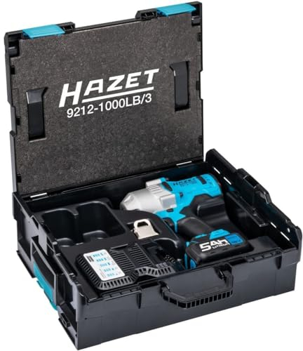 HAZET - Akku-Schlagschrauber 9212-1000LB/3 | zum Lösen und An-/Abziehen von Bauteilen | flexibel, einfach | 3-teiliger Satz in L-Boxx | Lösemoment maximal: 1400 Nm | Vierkant massiv 12,5 mm (1/2 Zoll)