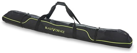 Black Crevice skidväska I Skidväska för 1 par skidor och stavar I robust skidväska med vadderade dubbla handtag I Skidväska med dubbeldragkedja I Mått: L 195 cm x B 20 cm x H 20 cm, Svart / gul