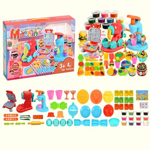 SansRealmL Knete Set Kitchen Creations – Eismaschine, Burger & Pasta Zubehör, Knetwerkzeug für Kinder ab 2 mehr als