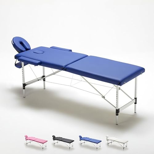 Lettino da Massaggio in Alluminio Pieghevole Portatile 2 Zone 210 cm Shiatsu - Blu