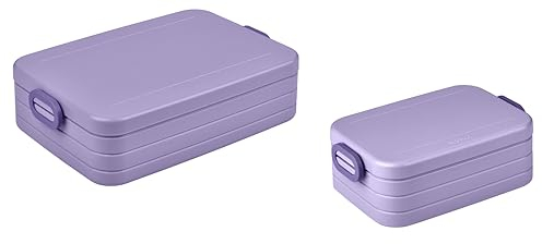 Mepal | Take a Break Duo Pack | Brotdose To Go | Lunchboxen für 2 bis 4 Sandwiches oder 4 bis 8 Brotscheiben | ideal für Meal Prep | Essenbox mit Unterteilung | Vivid Lilac