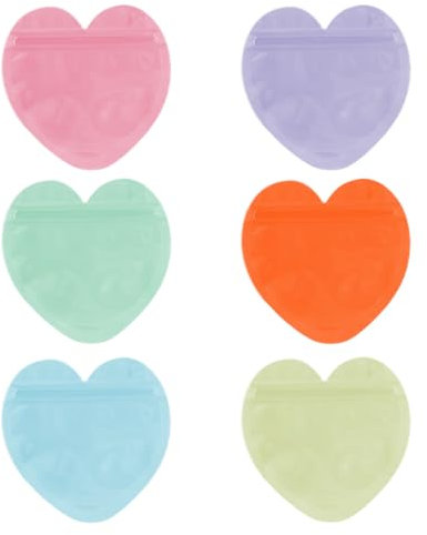 50 Sacchetti per Gioielli,Sacchetti Plastica Richiudibili per Gioielli a Forma di Cuore,Bustine Trasparenti Piccole per Riporre Gioielli per Anelli,Orecchini,Bracciali（Stile colore casuale）