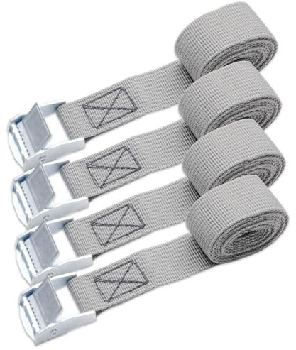 MEGAVOW 4 Piezas Correa de Amarre Cinturón de Amarre con Hebilla, Cinchas de Sujeción de Carga, Cintas Tensoras, Cinta Trincaje Profesional, para Equipaje, Camping, Portabicicletas Cincha